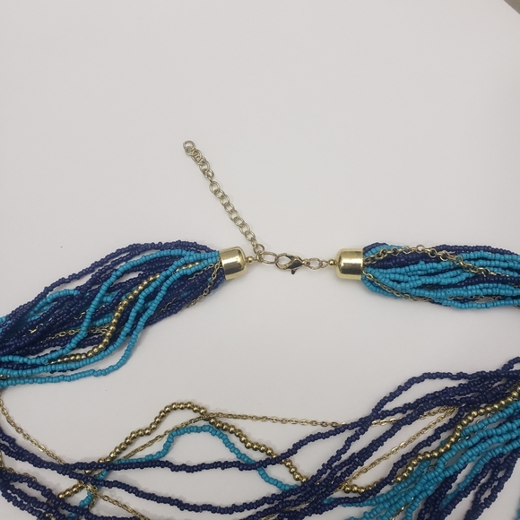 NEW Turquoise & Blue Seed Bead Multi-Strand Necklace - Picture 3 of 4